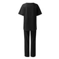 thumbnail image 5 of Baqcunre Women's Belt Pocket Suit with Half-Sleeve O-Neck Top and Wide-Leg Pant Set,Color Black,Size S-5XL, 5 of 6
