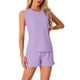 thumbnail image 4 of INSPIRAR CHIC Conjuntos de Pijamas de Mujer de Tejido Waffle Sin Mangas con Cuello en V, Top de Tanque con Pantalones Cortos, Conjuntos de Lounge XL Púrpura, 4 of 6