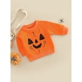 thumbnail image 3 of Gureui Toddler Infant Baby Boys Girls Halloween Pullover Orange Long Sleeve Round Neck Pumpkin Print Sweatshirt, 3 of 8