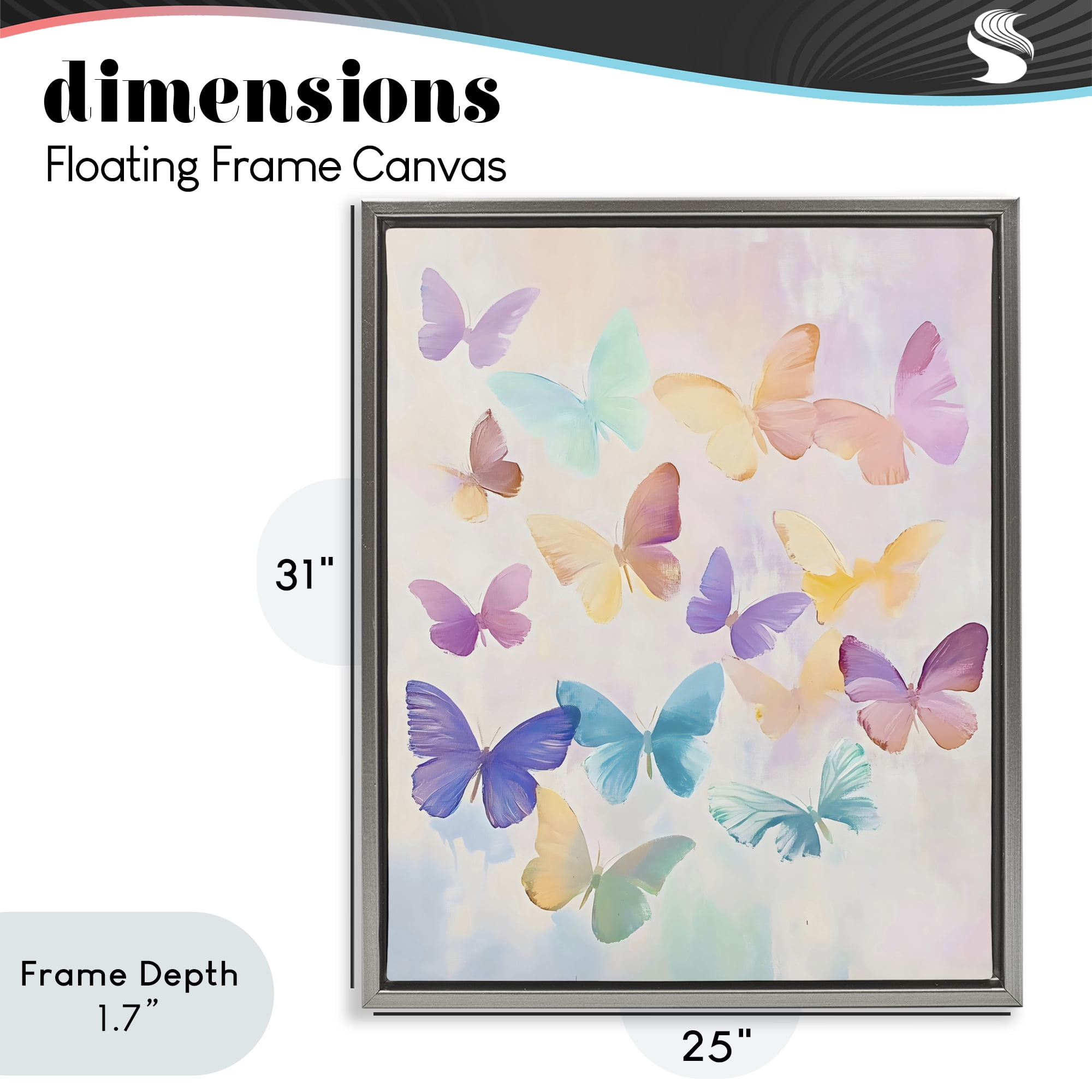 Stupell Industries Pastel Butterfly Dreams Gray Framed Floater Canvas Wall Art, design by The Prints Vibe