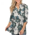 thumbnail image 6 of FOLUNSI Womens Tunic Tops 3/4 Roll Sleeve Floral Printed V Neck Blouses Long Sleeve Shirts for Women, 6 of 6