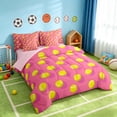thumbnail image 2 of Manfei Girls Tennis King Bedding, Sports King Bed in a Bag, HotPink Yellow, Pink Reversible 7pcs, 2 of 6