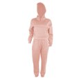 thumbnail image 2 of Gibobby Conjunto de sudadera y pantalones Suéter de terciopelo sólido de moda para mujer, traje informal de dos piezas en invierno(Rosa,M), 2 of 5