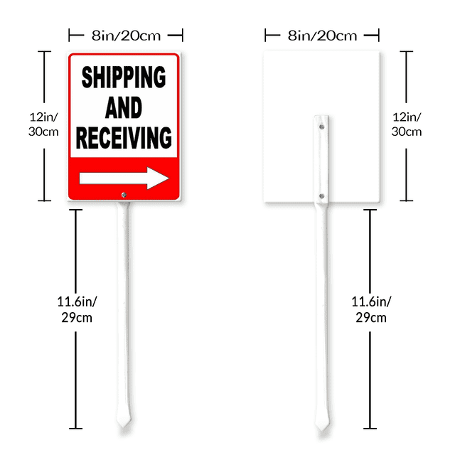 Shipping And Receiving Sign With Metal Stake, 8" x 23.6" Aluminum Yard Sign for Street, Garden Lawn Neighborhoods