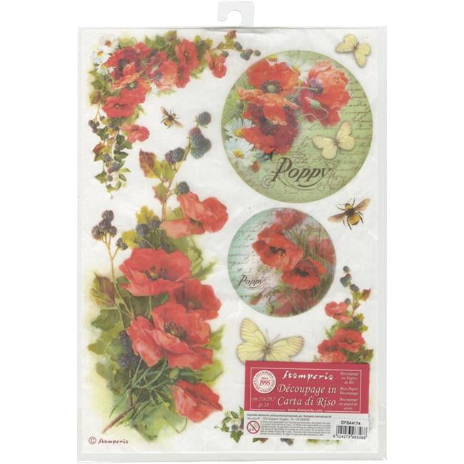 Stamperia DFSA4174 Rice Paper Sheet A4 Poppies