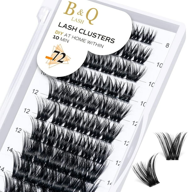 Lash Clusters B02 D Curl 0.630 in Extensiones de pestañas DIY 72 grupos de pestañas B&Q LASH Mega Volumen Pestañas individuales Extensiones de grupos de pestañas Wispy Individual Lashes Cluster DIY en