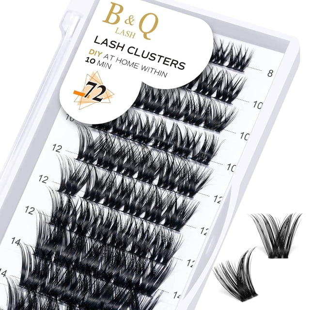 Lash Clusters B06 Extensiones de pestañas DIY 72 grupos de pestañas CD Curl B&Q pestañas Wispy Volume Lashes grupo individual DIY en casa (B06,D-8-16MIX)