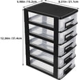 thumbnail image 5 of 5 Tier Plastic Storage Drawers, Desktop Organizer with Clear Drawers, Compact Desk Storage Cabinet for Office Supplies, Arts Crafts, Makeup and Dorm Room Organization, Black, 5 of 8