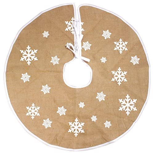 Falda redonda de bambú para árbol de Navidad BambooMN diseño de copos de nieve 31 cm