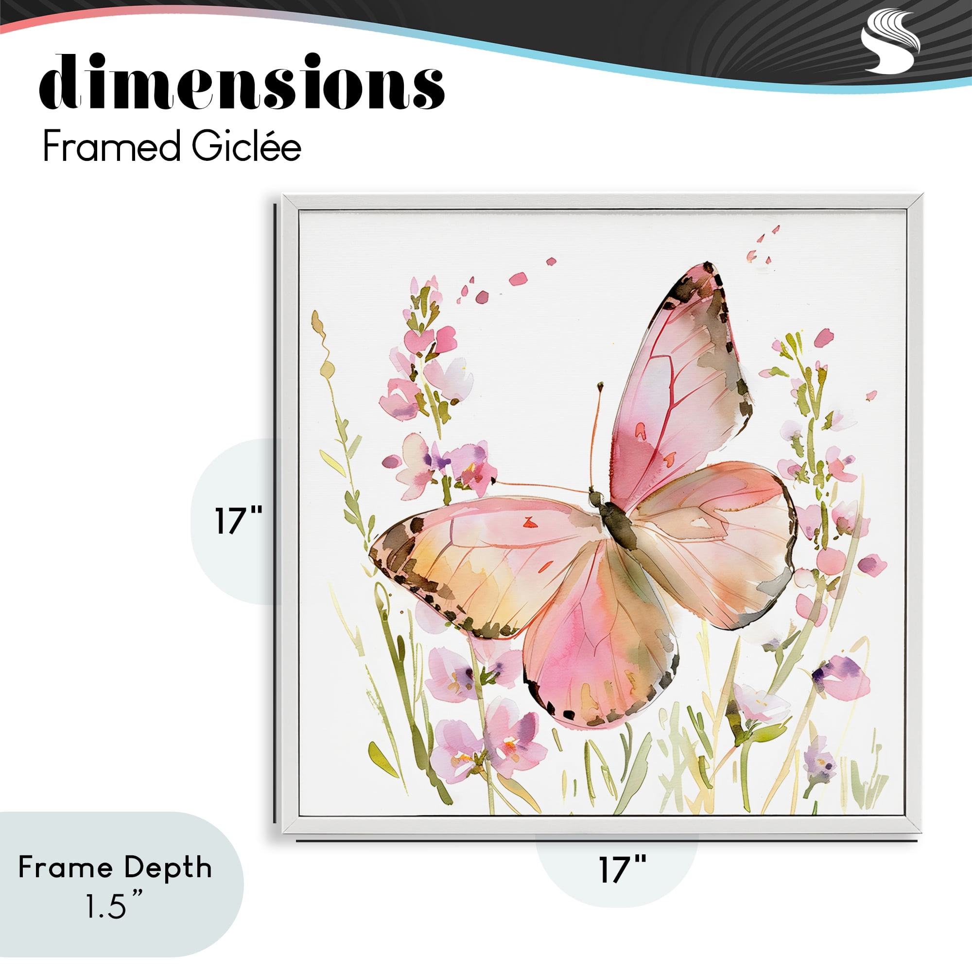 Stupell Industries Colorful Spring Butterfly Pink White Framed Giclee Art, design by Creative Studio
