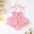 thumbnail image 2 of JUMEYU Baby Dress Newborn Baby Girl Clothes Infant Romper Floral Suspender Dress Ruffle Sleeve Bodysuit Outfit Jumpsuit Headband Spring Summer 0 3 6 9 12 18 24 Months (Pink,3-6 Months), 2 of 5