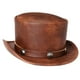 thumbnail image 1 of Sombrero de copa de mago de moda, talla única, de cuero con remaches, estilo elegante. marrón, 1 of 7