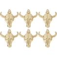 thumbnail image 1 of 1 caja de 6 dijes de toro de latón chapado en oro de 18 quilates con forma de cabeza de ganado occidental, dije de animal dorado con cuerno de buey y vaca., 1 of 6