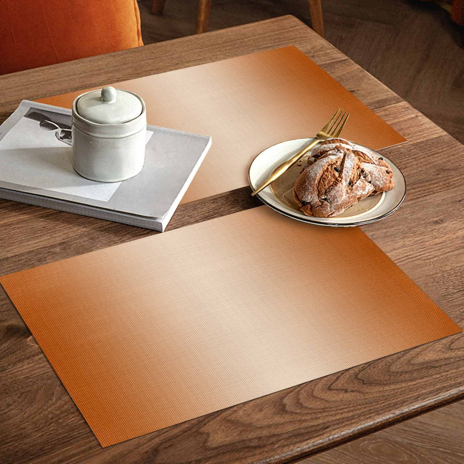 Placemats Set of 4, Burnt Orange Placemats Set of 4, Ombre Tablemats Washable Placemat Table Decoration for Kitchen Table Dinner Party Home Decor Indoor Outdoor 13x19 Inch