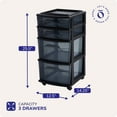 thumbnail image 4 of Homz Tall Solid Plastic 4 Drawer Medium Storage Cart with Caster Wheels, Black, 4 of 10