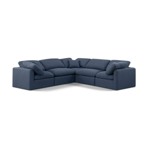 Meridian Furniture Indulge 158.5" Fabric L-Shaped Modular Sectional in Navy