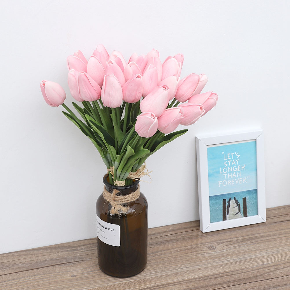 Tebru Artificial Flower, 30Pcs Realtouch Artificial Tulip Flower Fake