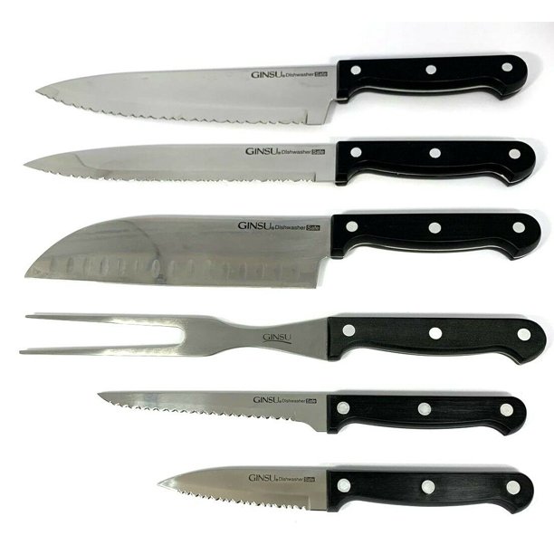 GINSU Kiso 6 piece Knife Set black Dishwasher Safe Stainless Steel Blade