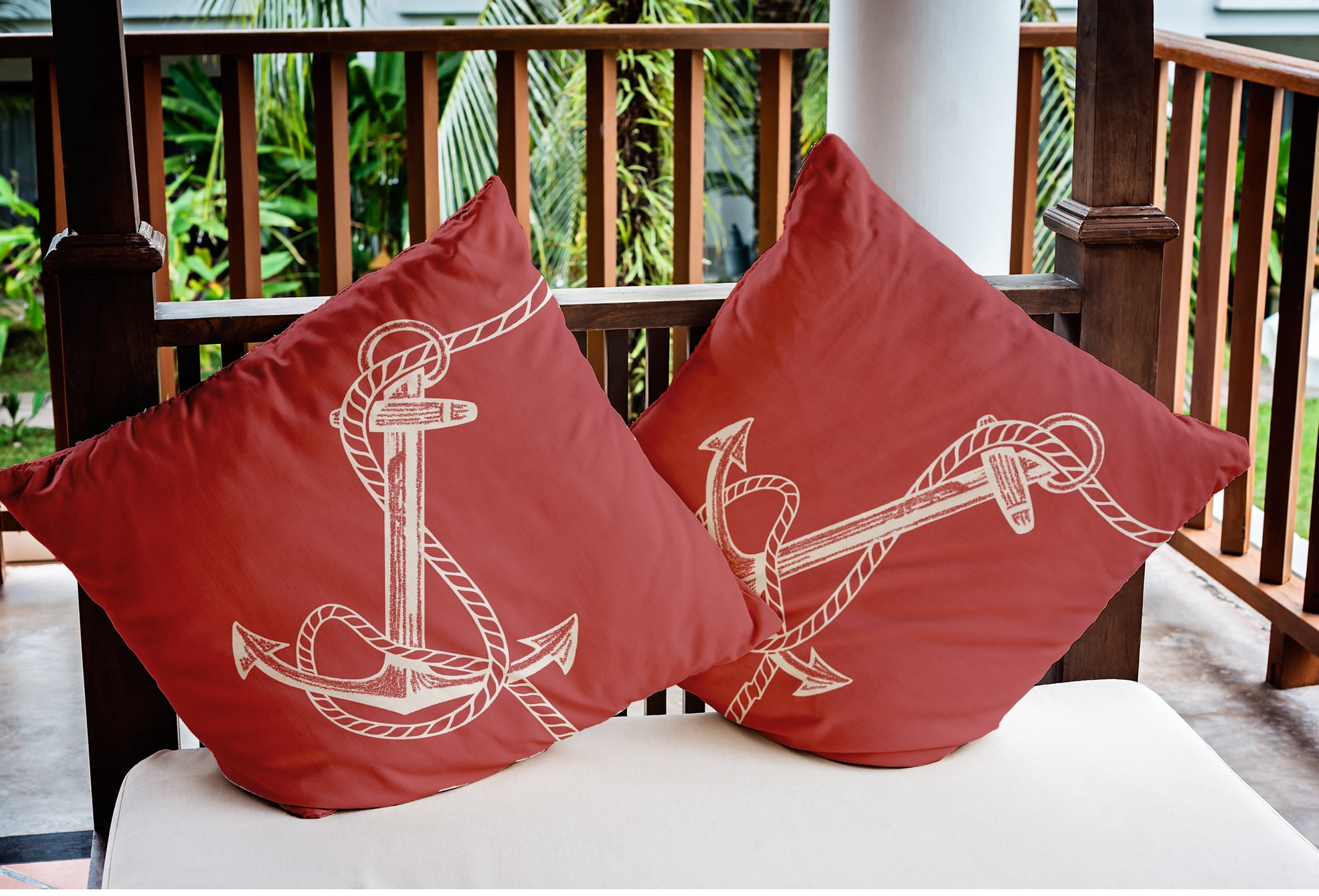 Simply Daisy 16" x 16" Anchored Nautical Indoor/Outdoor Throw Pillow