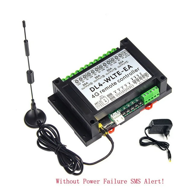 Smart GSM 4G LTE 4Channel Controller DL4 SMS Remote ON/OFF 30A Big Power Relay Switch Temperature Monitor Power Failure Alarm ,Easy to Install