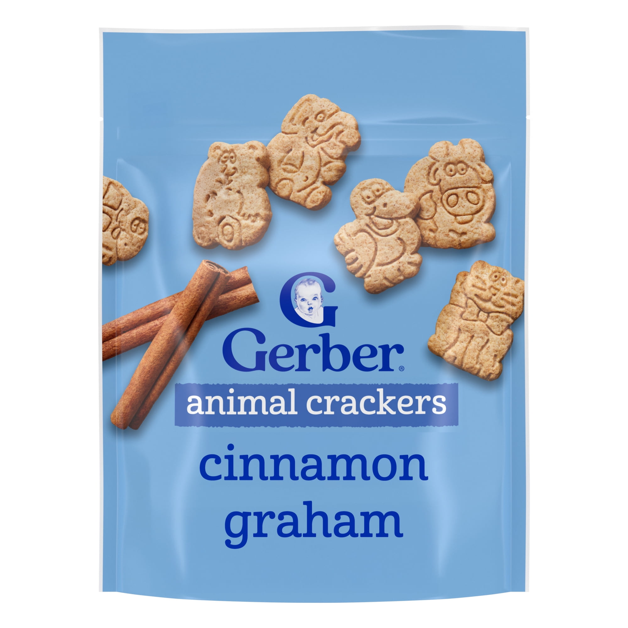 Gerber Toddler Snacks for Toddlers, Cinnamon Graham Animal Crackers, 6 oz Pouch Bag