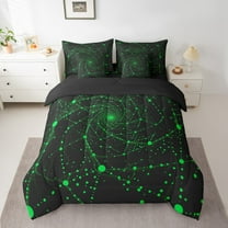 Erosebridal Psychedelic Dot Bedding Twin Size, Green Bed in a Bag Twin size, Spiral Geometric Decor, Reversible 7-Piece