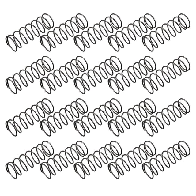 Resorte de compresión, diámetro de alambre de 1.2 mm, diámetro exterior de 18 mm, longitud libre de 50 mm, negro, 20 piezas