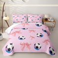 thumbnail image 2 of Manfei Pink Coquette Bow Twin Quilt Set For Girls,Kids Soccer Sport Game Twin Coverlet Set,2 Pieces, 2 of 7