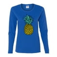 thumbnail image 2 of Wild Bobby, Trendy Tropical Pineapple, Fashion, Women Graphic Long Sleeve Tee, Royal, XX-Large, 2 of 4