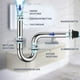 thumbnail image 3 of Sifón para lavabo, juego universal de desagüe para acortar tuberías de calidad, sifón, junta de goma para lavabo + desagüe con conexión a la pared, 3 of 5