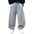 thumbnail image 7 of Miqool Boys Fall Cotton Baggy Sweatpants Loose Fit Elastic Waist Soft Wide Leg Jogger Pants for School Sports Casual Wear, 7 of 7