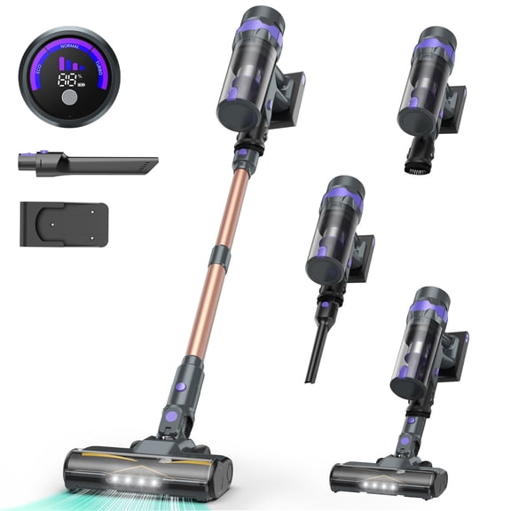 Vperac V2 Cordless Vacuum Cleaner, 50Kpa Lightweight Cordless Stick Vacuum, 500W Rechargeable Battery Vacuum with 65min Runtime, LED Display, Stick Vacuum Cleaners for Home Pet Hair Hardfloor Carpet