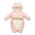thumbnail image 4 of Godderr 3M-3Y Newborn Toddler Hooded Jumpsuit Boys Girls Solid Color Thickened Cotton Coat Outdoor Warm Romper Winter One-Piece Romper Pajamas, 4 of 8
