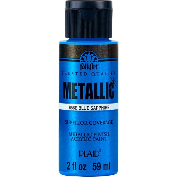 FolkArt Metallic Acrylic Craft Paint, Blue Sapphire, 12 fl oz