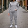 thumbnail image 6 of Two Piece Outfits For Women Casual Long Sleeve Hoodie Sweatshirts Jogger Sweatpants Tracksuit Sweatsuit Lounge Sets Light Gray L, 6 of 7