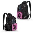thumbnail image 2 of Xixirimido Kids School Bag 17" Backpack for Boys & Girls Lightweight Large Capacity Bookbag for Elementary Middle School Students, Cat & Paw Moon Stars Print, 2 of 8