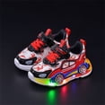 thumbnail image 2 of ZACPNCV Boys Car LED Light Up Sneakers Breathable Mesh Casual Soft Sole Running Shoes Toddler Little Kid, 2 of 6