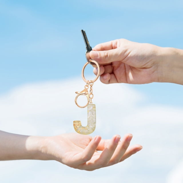 Translucent Resin Personalized Keychain Customizable Alphabet Letter Pendant Gift for Women