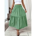 thumbnail image 4 of Sage Green Tiered Flowing Maxi Skirt With Elastic Waist And Pockets, 4 of 6
