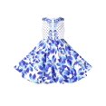 thumbnail image 1 of Robe Fille Bleu Fleur Poupée Costume Surprise Fête Robe Évasée 5 Ans, 1 of 5