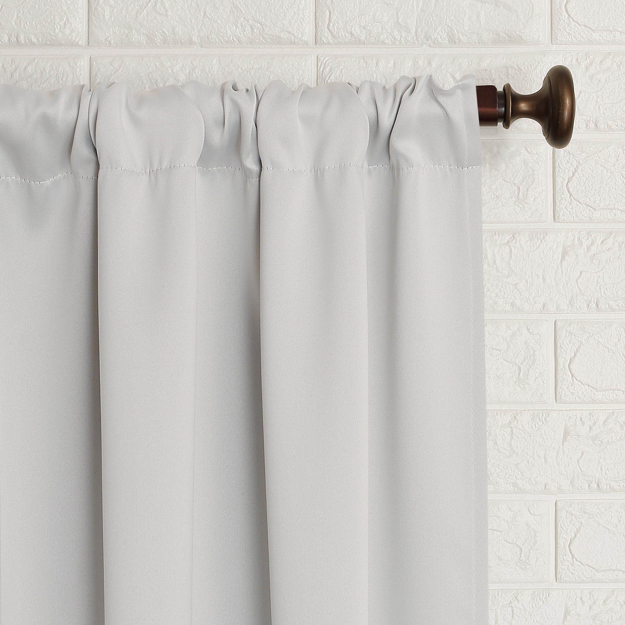 Sun Zero Avery 100% Blackout Rod Pocket Single Curtain Panel, Pearl White, 40"W x 95"L