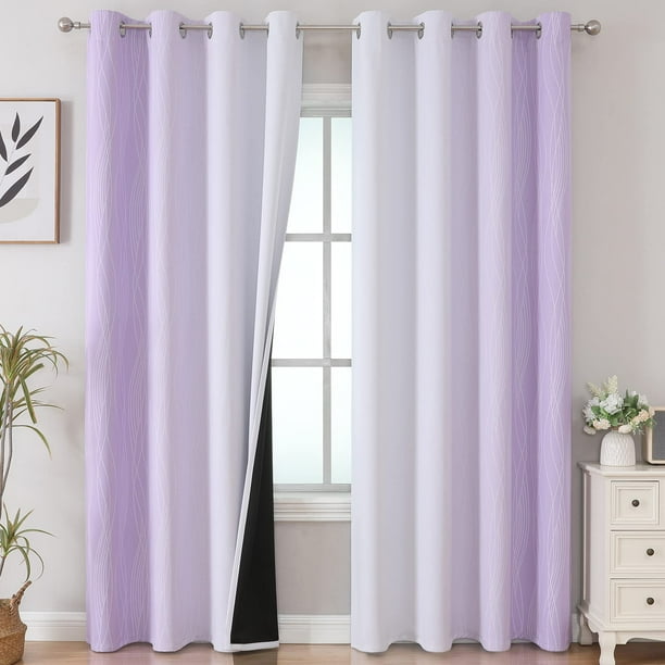 Cortina Estelar Textiler, color lila y gris degradado, 132 x 229 cm, 2 paneles