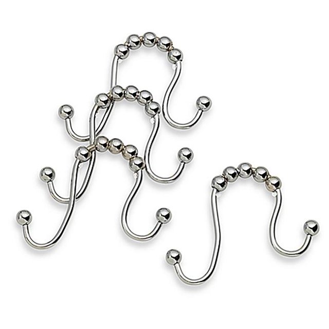 Bath Bliss 5286-CHR Rideau de Douche avec Double Crochets&44; Chrome - Pack de 12