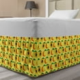 thumbnail image 1 of Fruits Bed Skirt, Symmetrical Pattern Illustration of Apricots as Whole and Half, Elastic Bedskirt Dust Ruffle Wrap Around for Bedding Decor, 4 Sizes, Pastel Yellow Orange and Green, by Ambesonne, 1 of 2