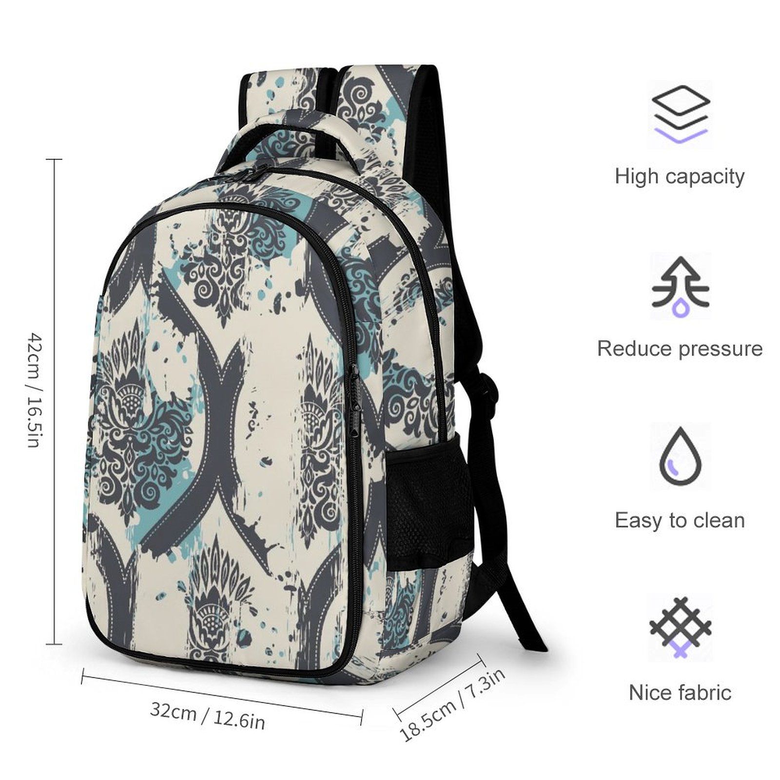 LAKIMCT Vintage Style Print Backpack for Adult Kids Refrigerator Pocket Schoolbag Pocket Flipped 180 Bookbag for Travel Work Daybag Walmart