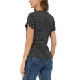 thumbnail image 3 of INSPIRE CHIC Valentine's Day Women's Dots Printed Blouse V Neck Short Sleeve Wear-to-Work Top M Black, 3 of 7