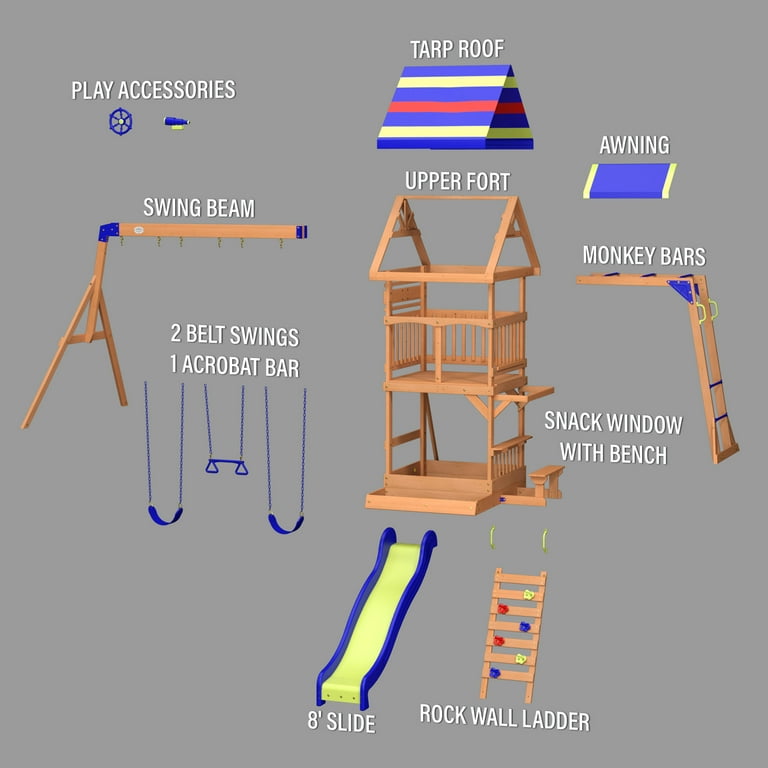 Backyard Discovery Beach Front Wooden Kids Playground Outdoor Big Outside Fort Swing Set Walmart