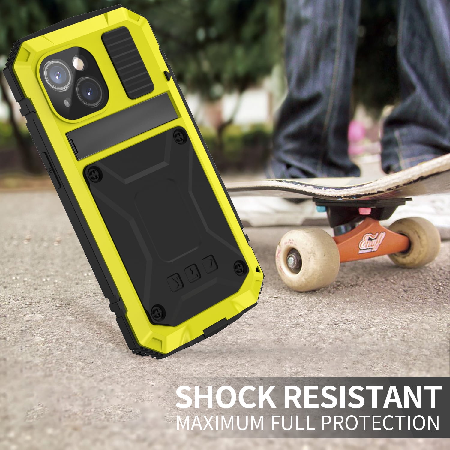 for iPhone 13 Armor Cover Case with Screen Protector, with Built-in 360° Rotate Ring Stand Heavy Duty Protection Cover Case for Apple iPhone 13, Yellow