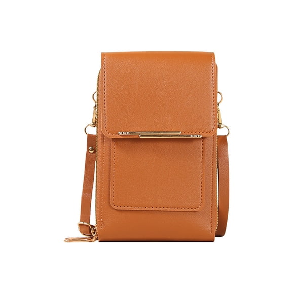 Sttlejura Touchscreen Phone Crossbody Bag for Women PU Leather Small Wallet Purse Transparent Window Anti Theft Messenger Pouch for Traveling Shopping Dating