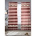 thumbnail image 2 of Country Red Buffalo Plaid Sheer Curtains 2 Panels Set Retro Star Berries Vine Linen Texture Sheer Window Curtains Light Filtering Rod Pocket Voile Drapes for Bedroom Living Room 52"X84", 2 of 8